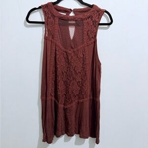 💛Maurices Sleeveless Lace Blouse - Rust